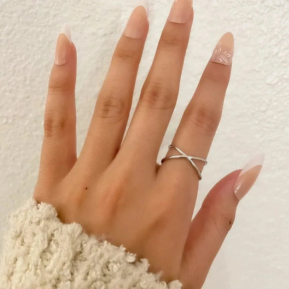 925 Sterling Silver Criss Cross Ring Dainty Layer Ring Stack Ring Band X Ring - Picture 2 of 5